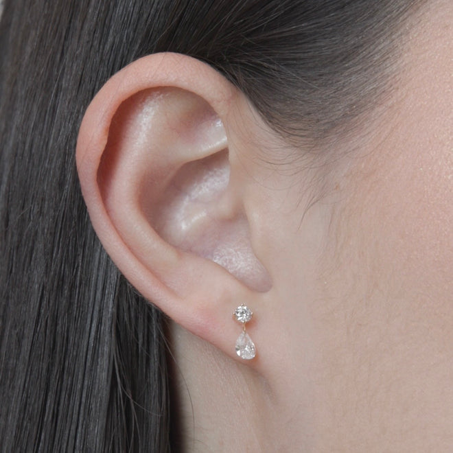 Floating Pear Diamond Drop Earrings