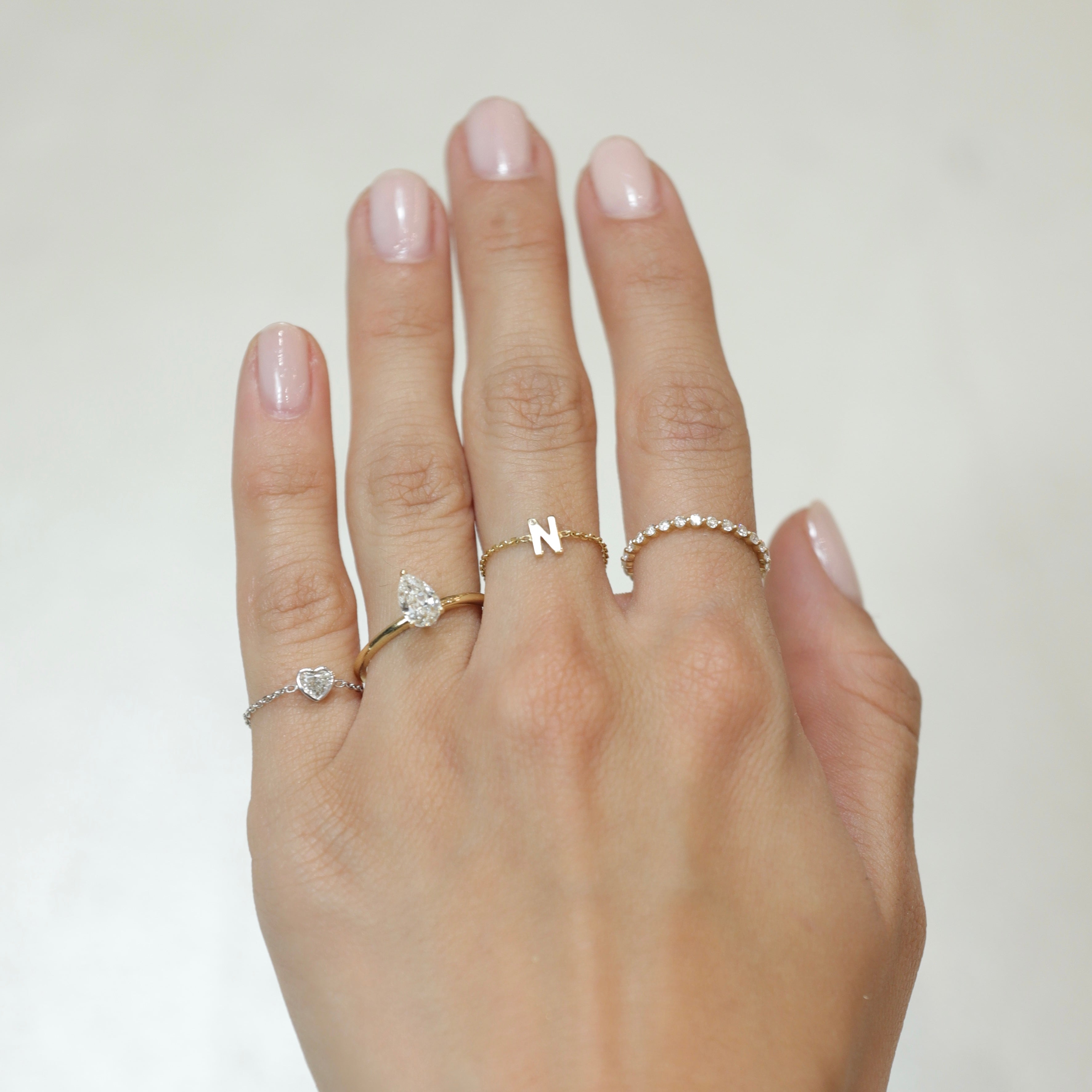 Diamond Heart Chain Ring | Kelly Bello Design®
