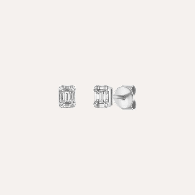 Mini Emerald Illusion Stud Earrings