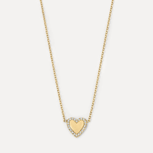 Mini Heart Necklace with Pave Outline