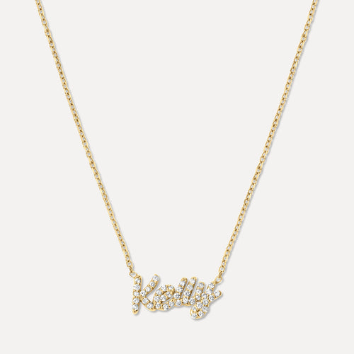 Mini Pavé Cursive Nameplate Necklace