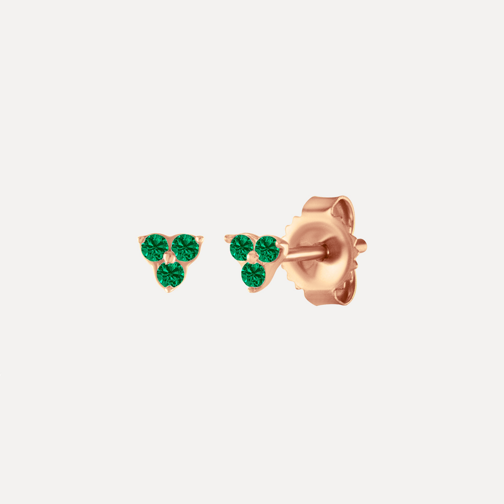 Mini Triple Emerald Stud Earrings