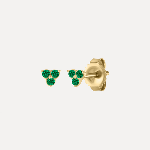 Mini Triple Emerald Stud Earrings