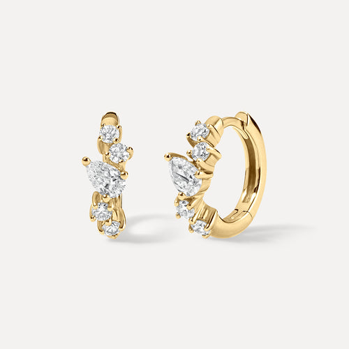 Marquise & Round Diamond Huggies