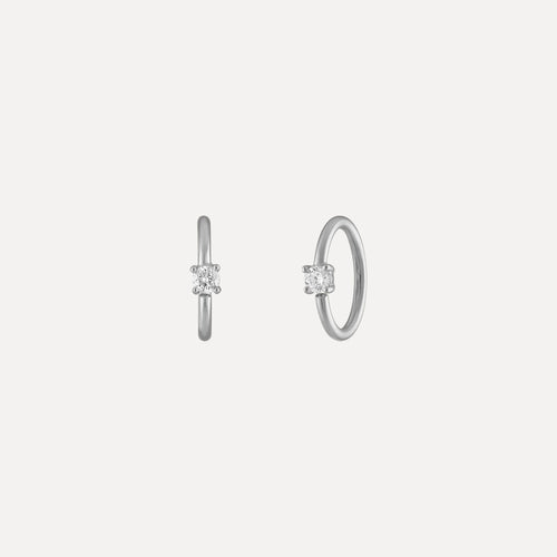 Diamond Open Hoop Piercing Earring | 8 mm