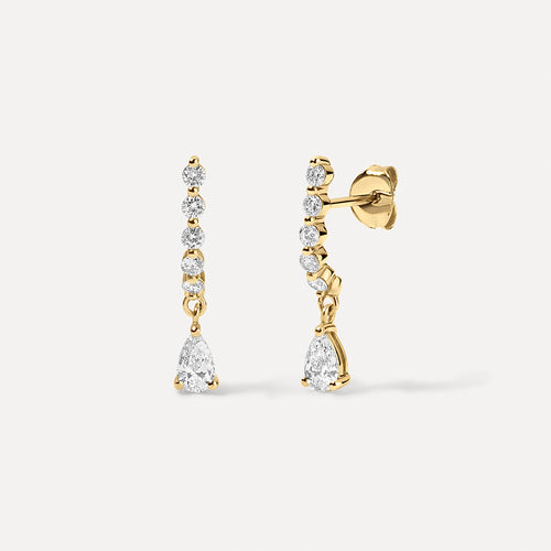 Pear Diamond Curve Huggie Drops