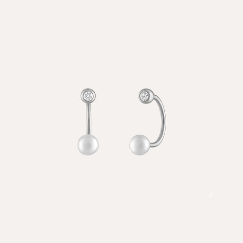 White Sapphire + Pearl Circular Barbell