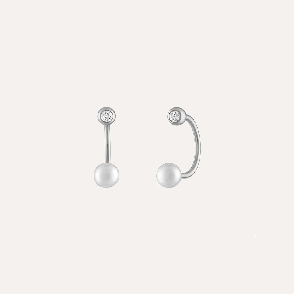 White Sapphire + Pearl Circular Barbell Piercing