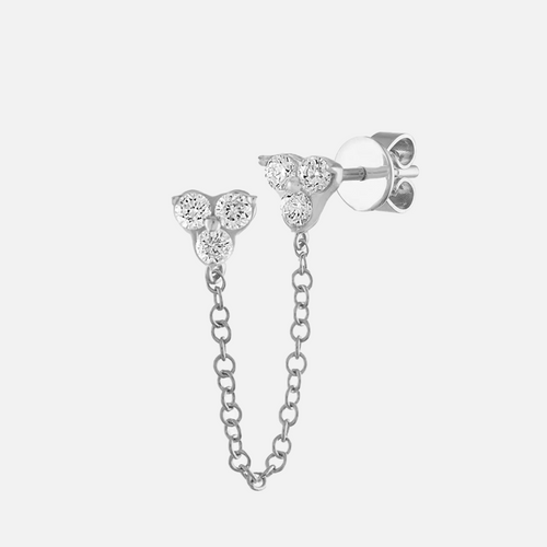 Double Mini Triple Diamond Chain Earrings