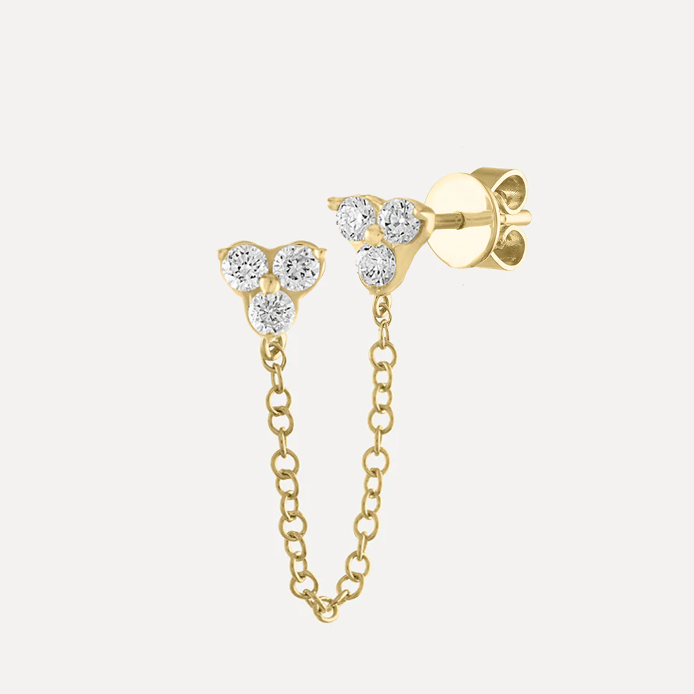 Double Mini Triple Diamond Chain Earrings