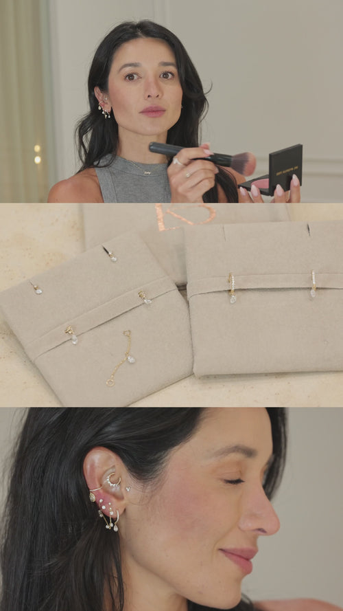 Floating Pear Diamond Huggies