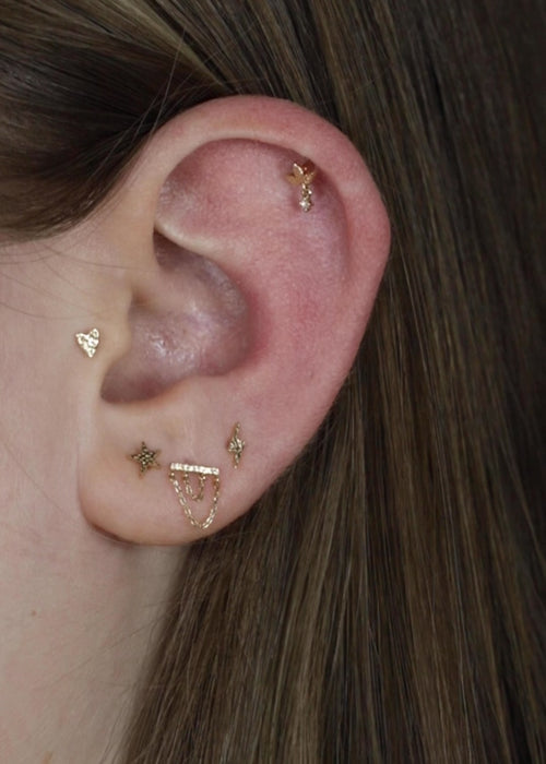 Hammered Mini Star Piercing Earring