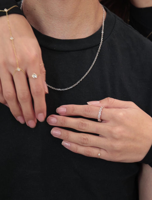 Diamond Heart Chain Ring