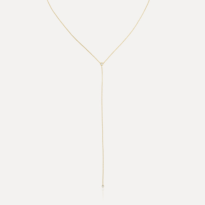 Beaded Lariat Necklace with Diamond Bezels