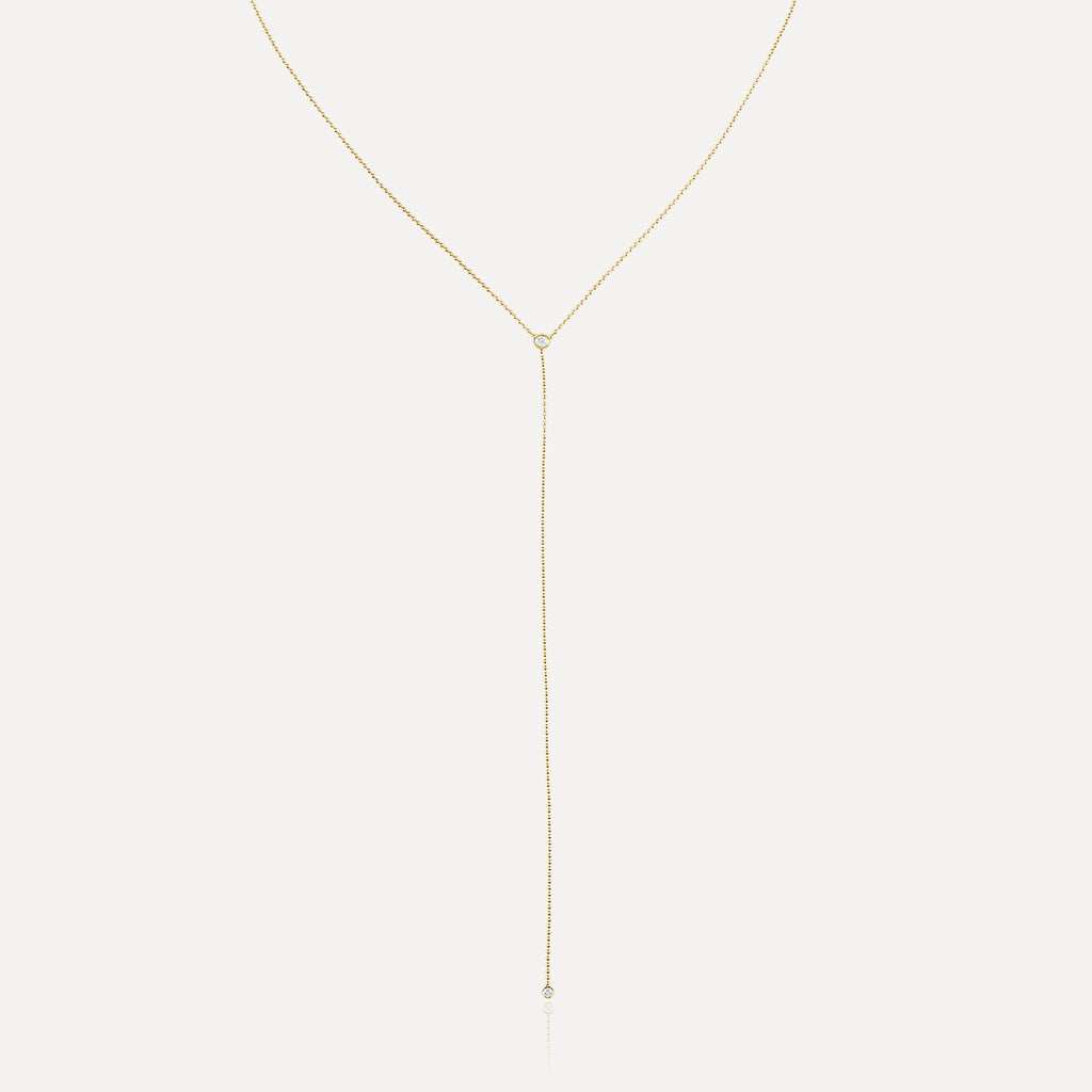 Beaded Lariat Necklace with Diamond Bezels