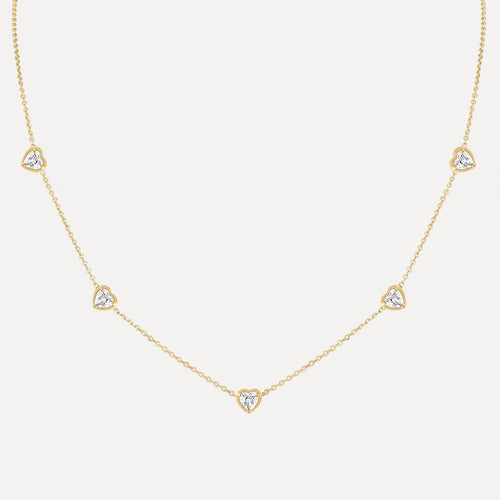 Birthstone Hearts Station Necklace