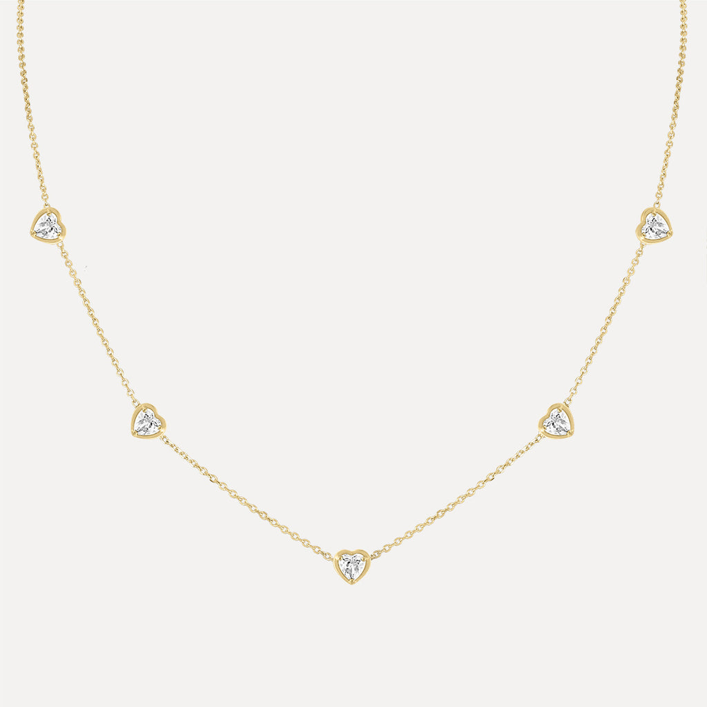 Birthstone Hearts Station Necklace