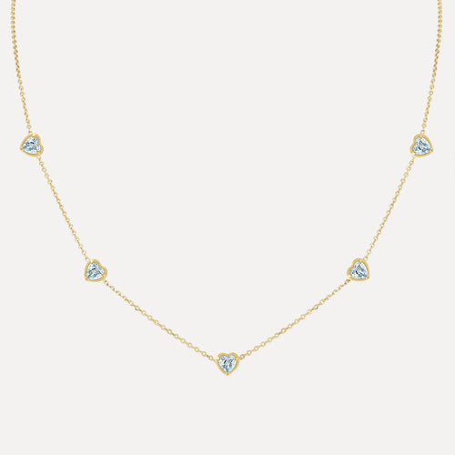 Birthstone Hearts Station Necklace
