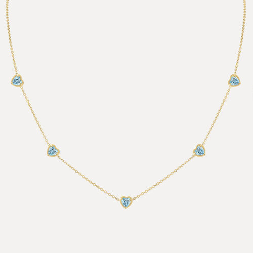 Birthstone Hearts Station Necklace