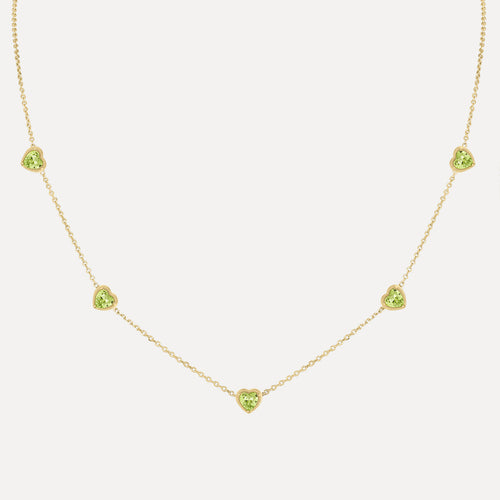 Birthstone Hearts Station Necklace