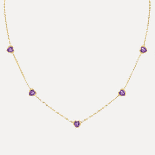 Birthstone Hearts Station Necklace