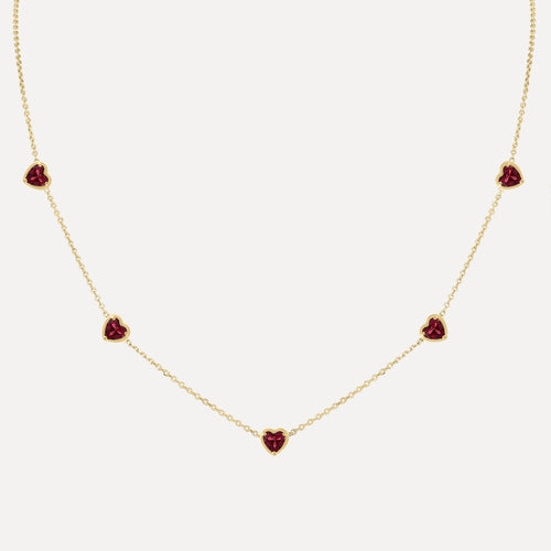 Birthstone Hearts Station Necklace