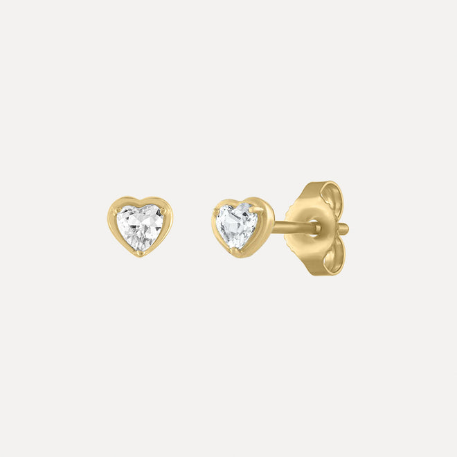 Birthstone Heart Stud Earring