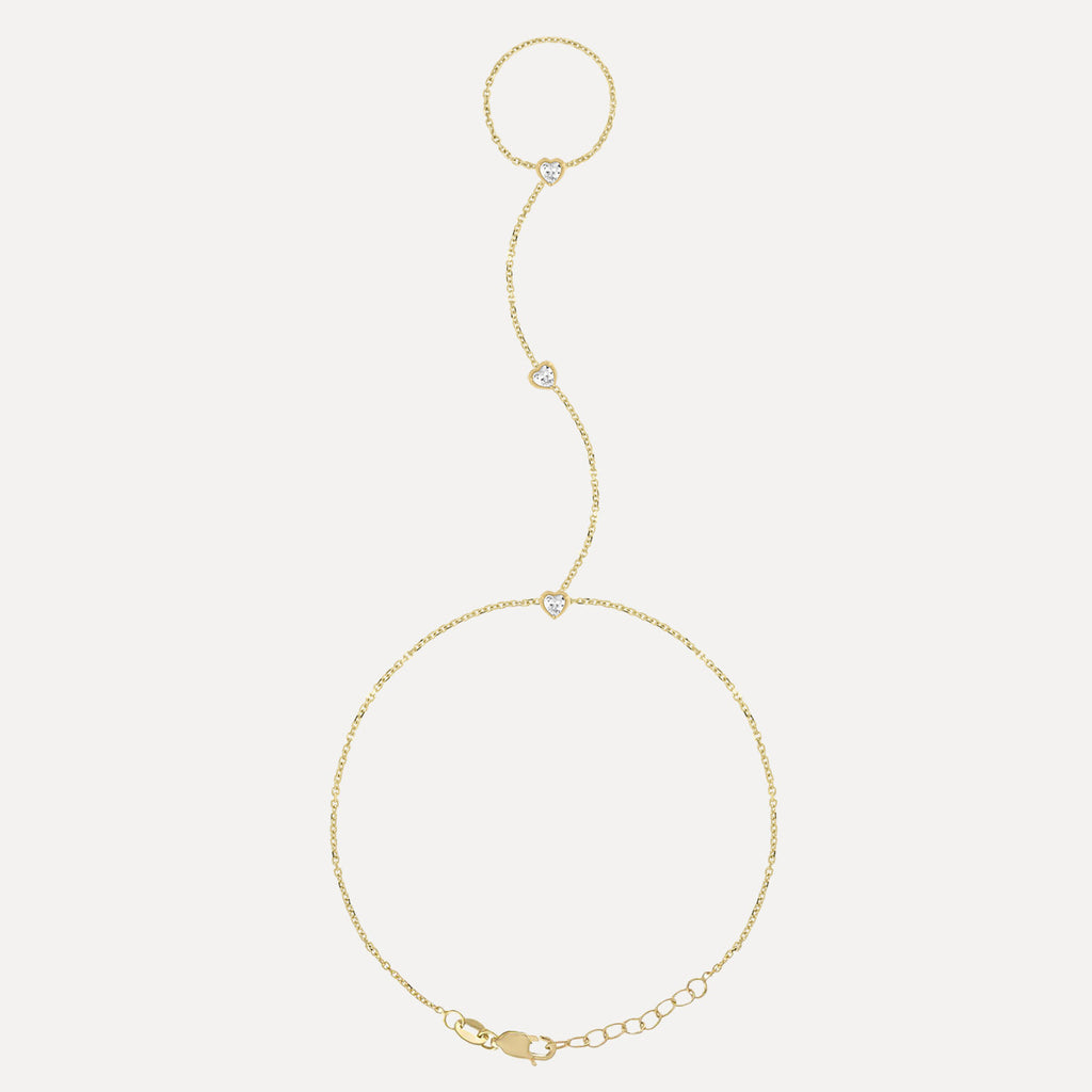 Birthstone Hearts Hand Chain Bracelet