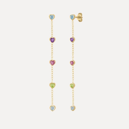 Birthstone Hearts Strand Earring