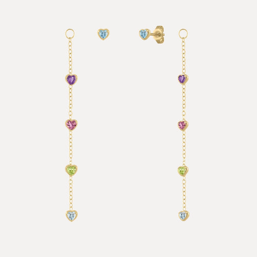 Birthstone Hearts Strand Earring