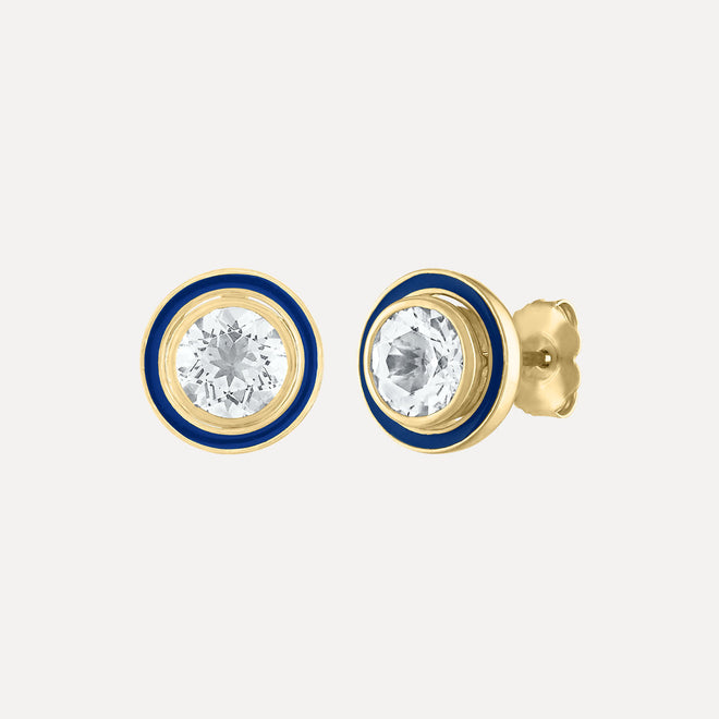 Classic Stud Earrings with Enamel Jacket