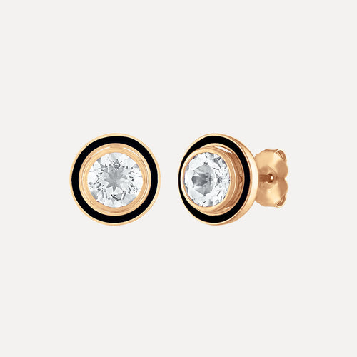 Classic Stud Earrings with Enamel Jacket