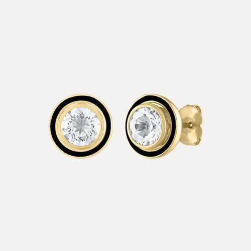 Classic Stud Earrings with Enamel Jacket