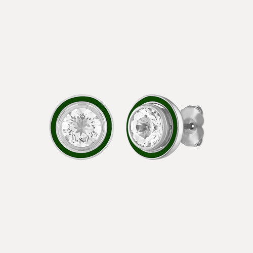 Classic Stud Earrings with Enamel Jacket