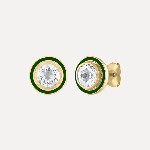 Classic Stud Earrings with Enamel Jacket