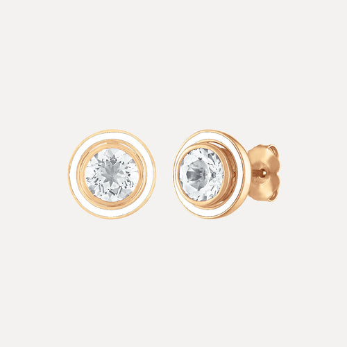 Classic Stud Earrings with Enamel Jacket