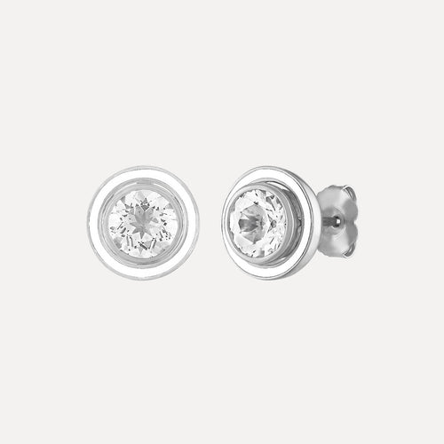 Classic Stud Earrings with Enamel Jacket