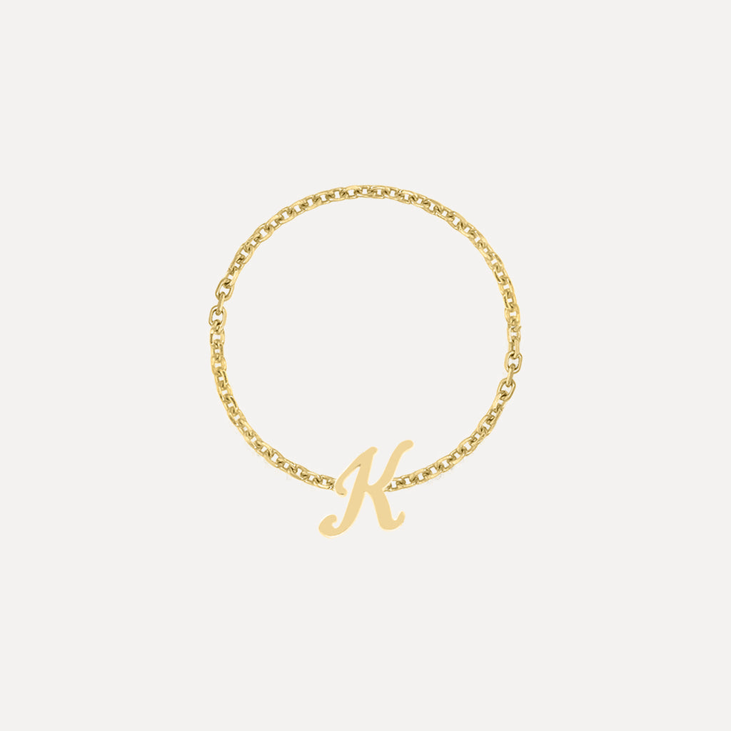 Cursive Letter Chain Ring