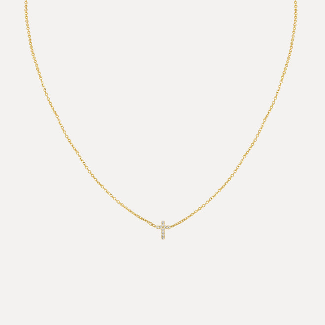 Mini Pave Cross Necklace