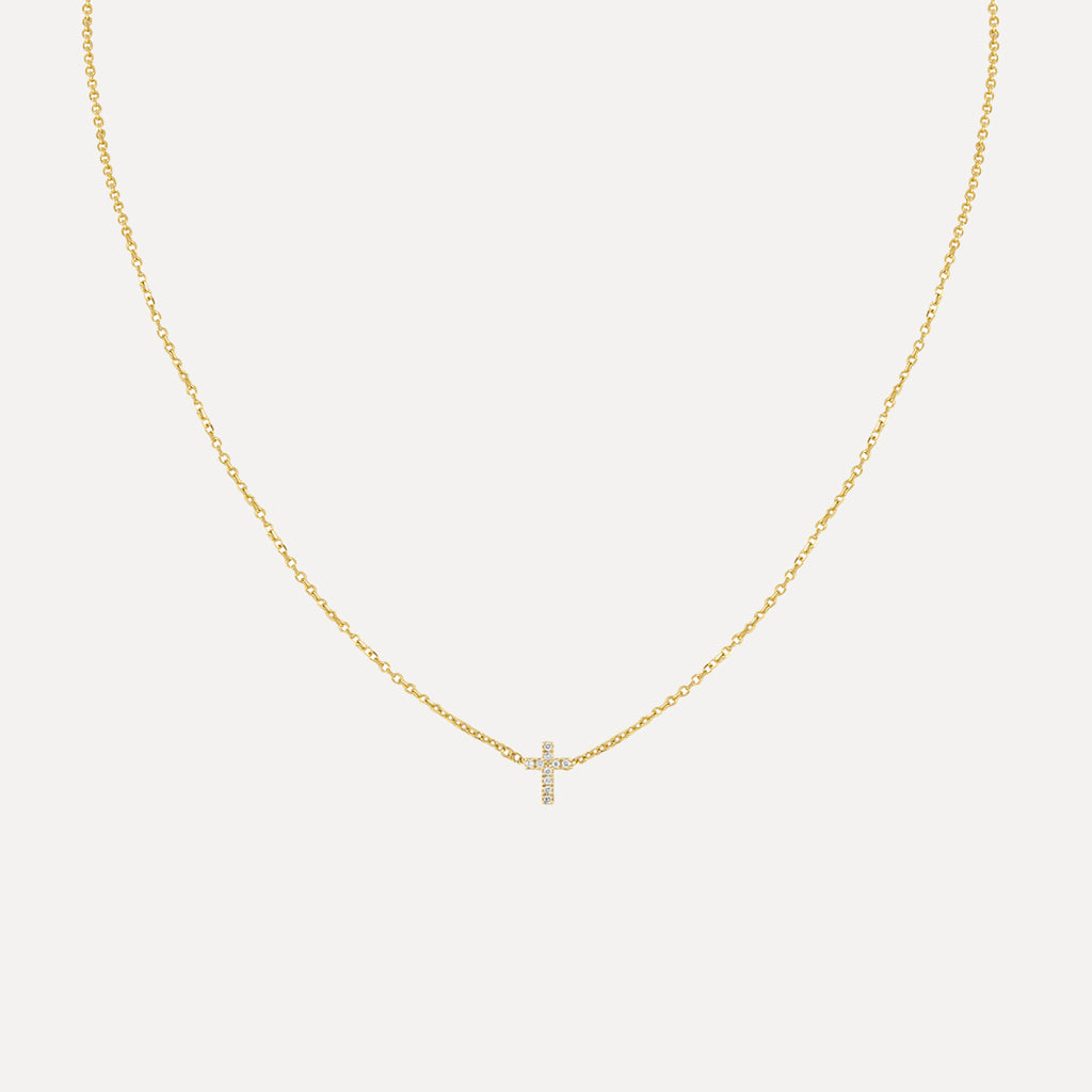Mini Pave Cross Necklace