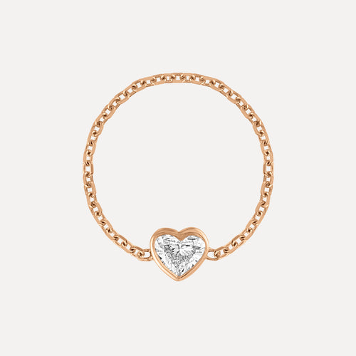 Diamond Heart Chain Ring