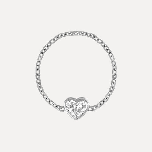 Diamond Heart Chain Ring