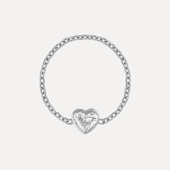 Mini Diamond Heart Chain Ring