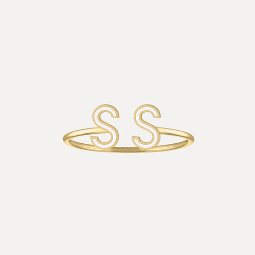 Double Enamel Letter Ring - White