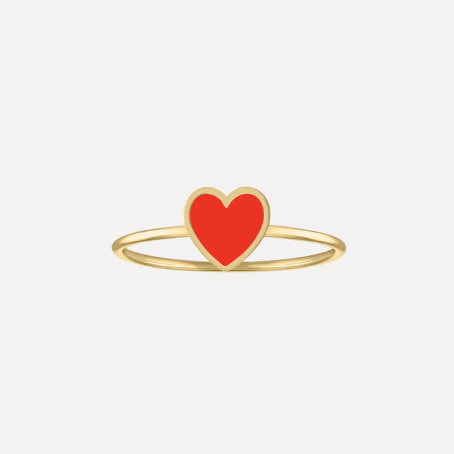 Mini Enamel Heart Ring
