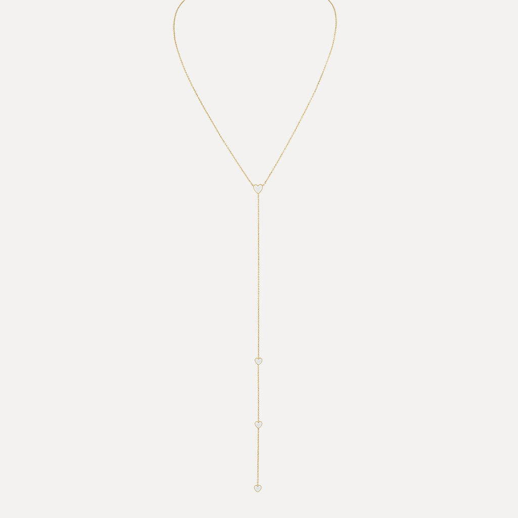 Enamel Hearts Lariat Necklace