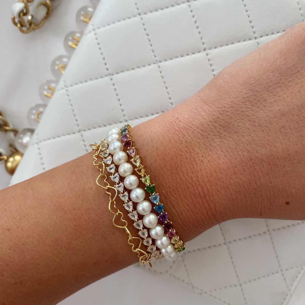 Rainbow Heart Shaped Tennis Bracelet