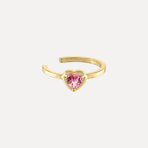 Two Birthstone Hearts with Pave Diamond Coil Ring