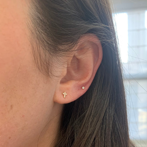 Diamond Cross Piercing Earring