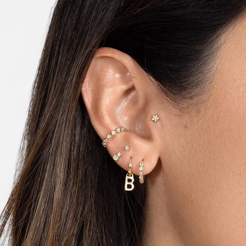 Micro Gold Huggies with Earring Charms